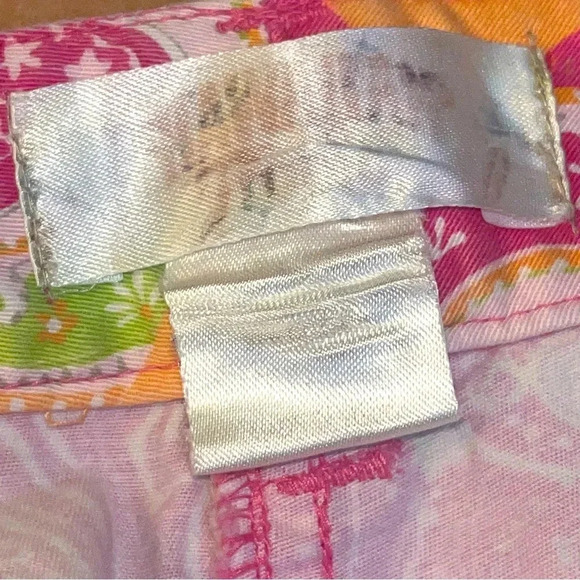 Hawaiian Tropic Vintage 80s Sz 14 Pink Patchwork Ankle Pants - Picture 4 of 15